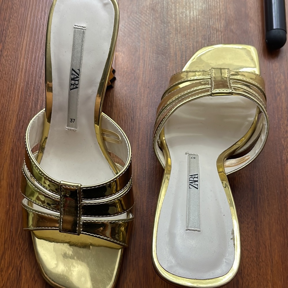 Zara Gold Heels